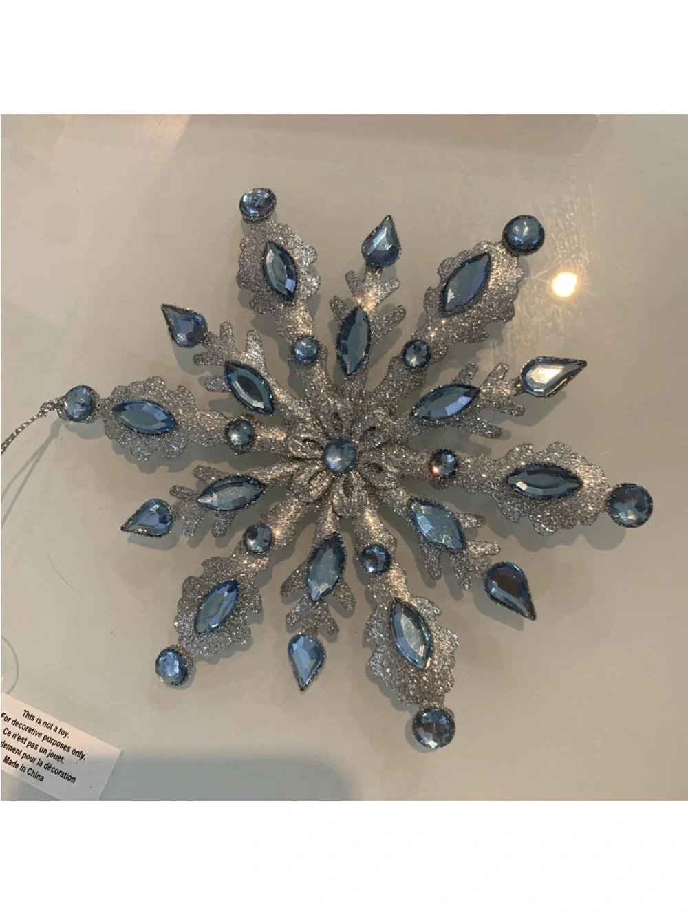 Bath & Body Works Silver and Blue magnetic Snowflake Ornament with Faceted Gems